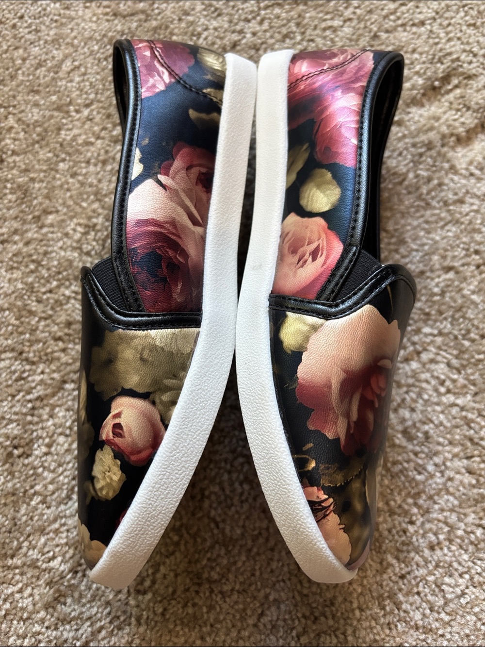 Avon Black Slip-On Sneakers with Pink Floral Print - Picture 4 of 6